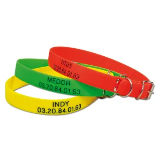 Collier à graver dans la masse PVC 60 X 2,5cm 3 couleurs ajustable