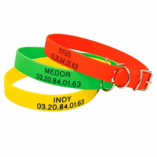 Collier à graver dans la masse PVC 60 X 2,5cm 3 couleurs ajustable