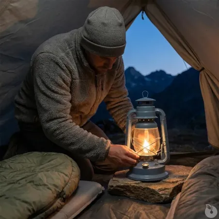 Lampe à pétrole crème ardoise avec mèche