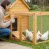 Kit Poulailler 3 poules Bois Confort toit plastique + Enclos