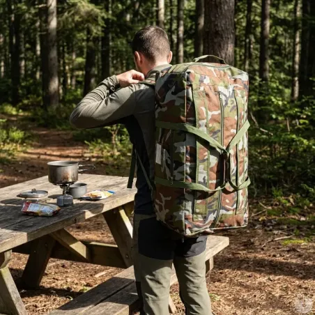 Sac camo 70 l avec Etui étanche Téléphone et Porte Bouteille Isotherme