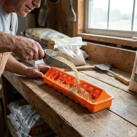 Mangeoire linéaire à trous plastique 30 cm poussins et cailles - Orange GAUN