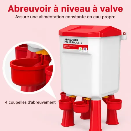 Kit mangeoire 12 kg + abreuvoir 11 L pour élevage poule