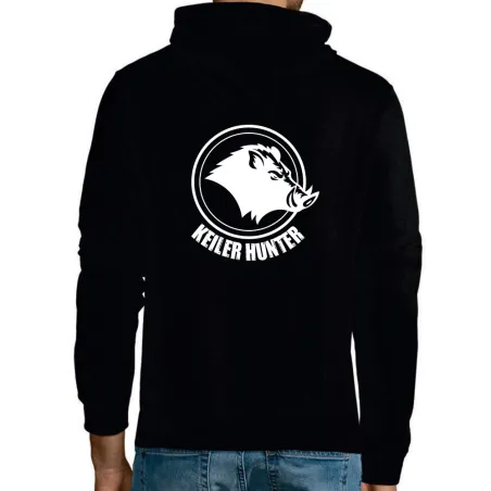 Sweat Keiler Hunter noir capuche coton logo 2