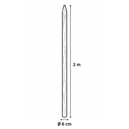 Lot de 20 Piquets en Châtaignier - Ø6cm x 2m pour Clôture