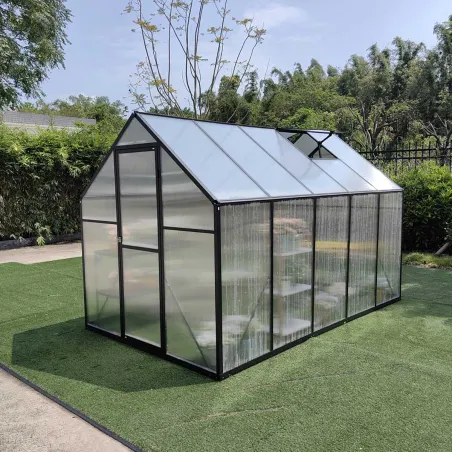 Serre de jardin en aluminium et polycarbonate 292x177x192 cm - Transparente avec protection UV
