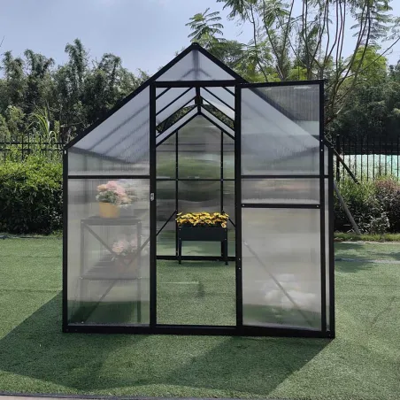 Serre de Jardin en Aluminium avec Polycarbonate 119x177x192cm - Transparente et Verte