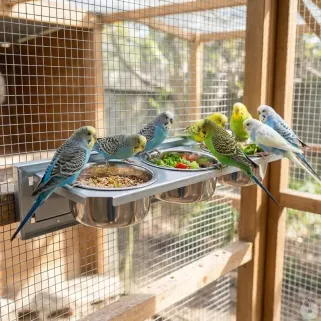 Mangeoire à plateau tournant pour oiseaux 3 bols