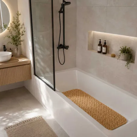 Tapis de douche 2 en 1 antidérapant salle de bain confort