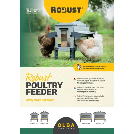 Mangeoire Robust® Grande Ouverture 12kg - Acier Galvanisé pour Volailles, Canards et Oies