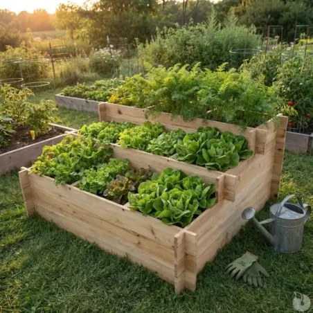 Lot de 3 carrés potager bois de sapin avec géotextile