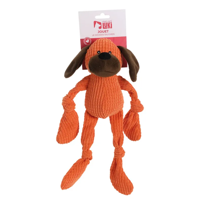 Jouet Peluche Chien en Velours Orange - 36 cm