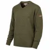 Pull col V kaki 70% acrylique 30% laine - Maille douce mixte