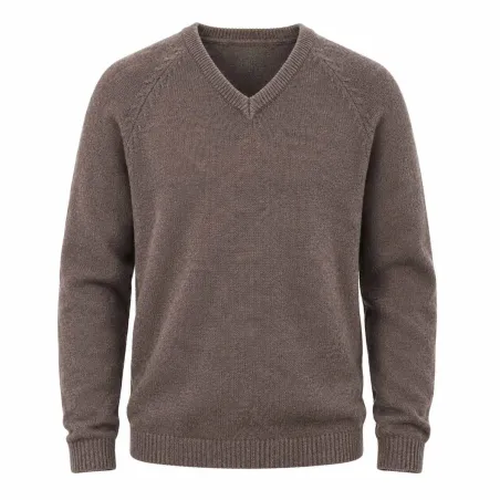 Pull Vincennes col V brun