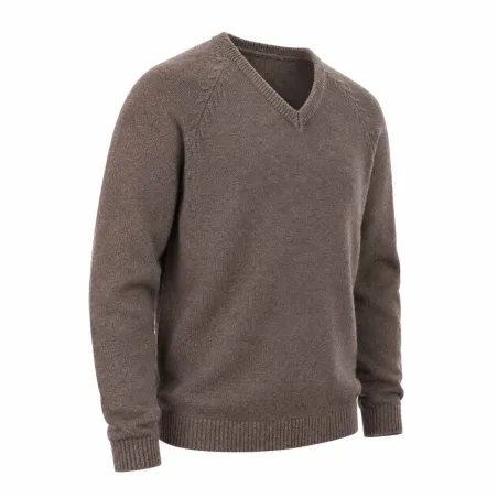 Pull Vincennes col V brun