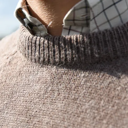 Pull Roanne col rond brun