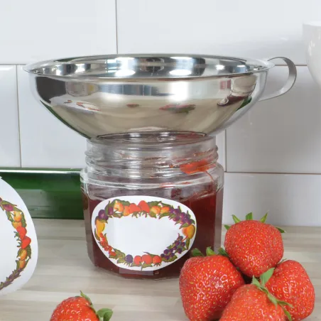 Kit bassine + entonnoir + 500 étiquettes pour confitures et conserves