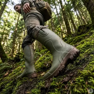 Bottes de chasse Texas antidérapantes caoutchouc kaki 39 à 47