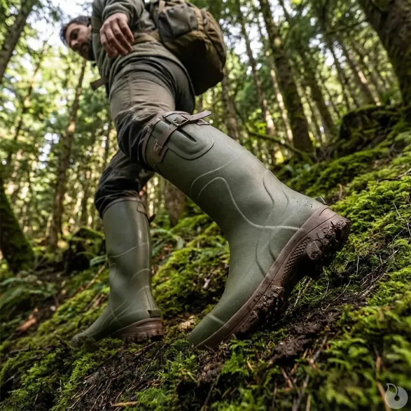 Bottes de chasse Texas antidérapantes caoutchouc kaki 39 à 47