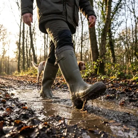 Bottes de chasse Alaska soufflet Zip caoutchouc kaki 39 à 47