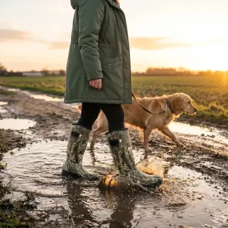 Bottes camo roseaux caoutchouc Thinsulate avec poignées 