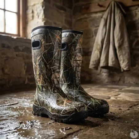 Bottes camo roseaux caoutchouc Thinsulate avec poignées 