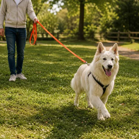 Laisse chien 1,50 m orange largueur 25 mm