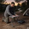Table de camping pliante en acier gris - Plateau supplémentaire inclus