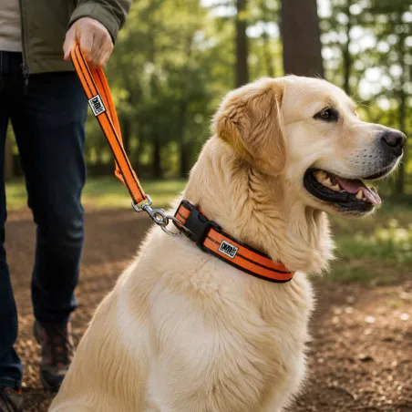 Collier réfléchissant orange néoprène nylon pour chien 50/75 cm