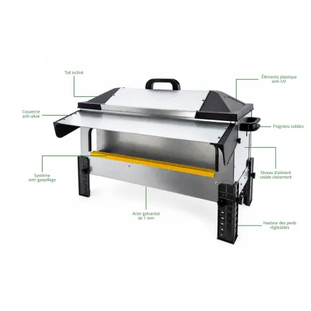 Mangeoire Robust® Grande Ouverture 24kg - Acier Galvanisé pour Volailles et Palmipèdes