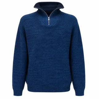 Pull Camionneur Carmel Indigo - Manches Longues - Col Montant