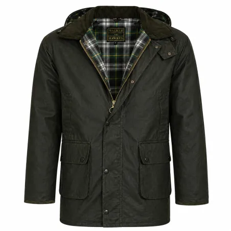 Veste Walker and Hawkes Poacher Vert Coton Ciré – style anglais