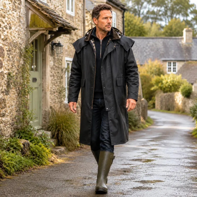 Manteau long Walker and Hawkes Waxstock Vert 