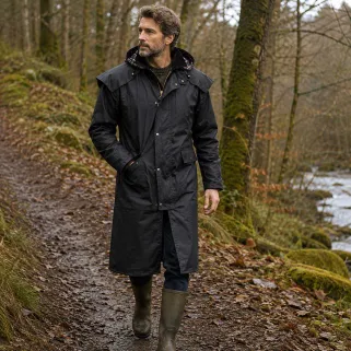 Manteau long Walker and Hawkes Waxstock navy de M à 3XL