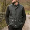 Gilet Winchester Vert Coton Ciré Imperméable 4 Poches Col Velours