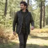 Gilet Winchester Vert Coton Ciré Imperméable 4 Poches Col Velours