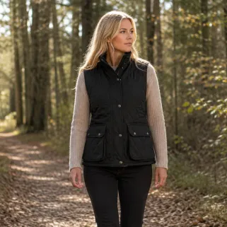 Gilet Walker and Hawkes Haxby Vert Coton Ciré Femme