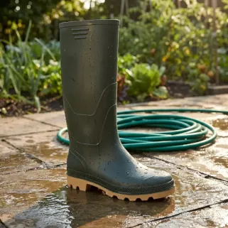 Bottes PVC vertes en plastique - Chaussures imperméables