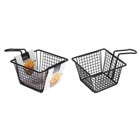 Panier à frites métallique noir mat avec anse