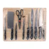 Set de 11 couteaux professionnels avec planche à découper en acier inoxydable 2Cr14