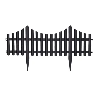 Lot de 6 Clôtures de Jardin Noires 60x32 cm en Polypropylène Mat