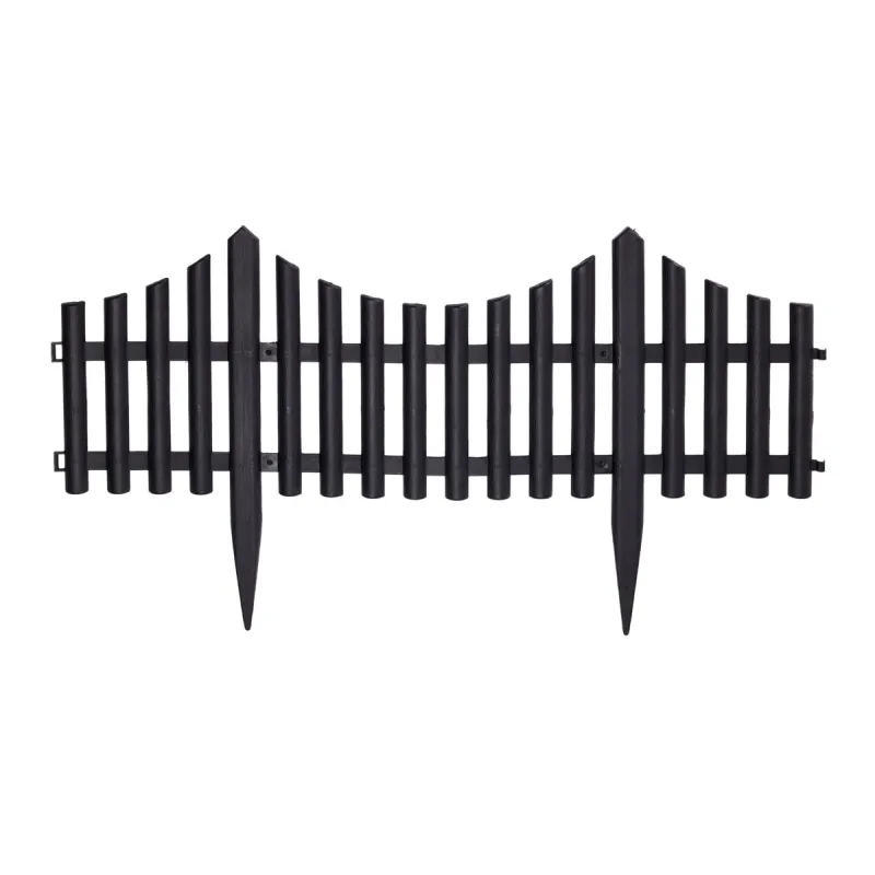 Lot de 6 Clôtures de Jardin Noires 60x32 cm en Polypropylène Mat