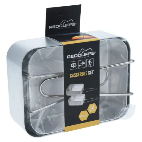 Lot de 2 casseroles carrées en aluminium avec poignées pliables