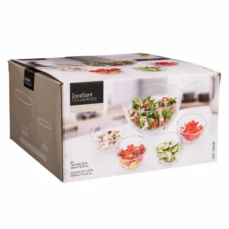 Lot de 5 Saladiers en Verre Sodalime - Grand Modèle + 4 Petits