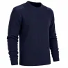 Pull Commando Marine 100% Acrylique Col Rond Renforts Épaules