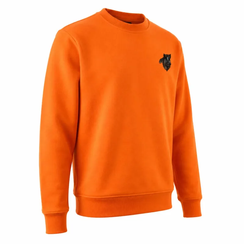 Sweat Orange Sanglier Treeland 100% Polyester Brodé Confortable