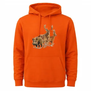 Sweat à capuche orange grands animaux Bartavel®