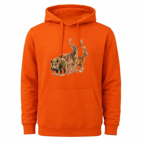 Sweat à capuche orange grands animaux Bartavel®
