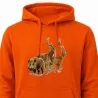 Sweat à capuche orange grands animaux Bartavel®