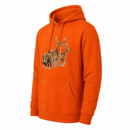 Sweat à capuche orange grands animaux Bartavel®